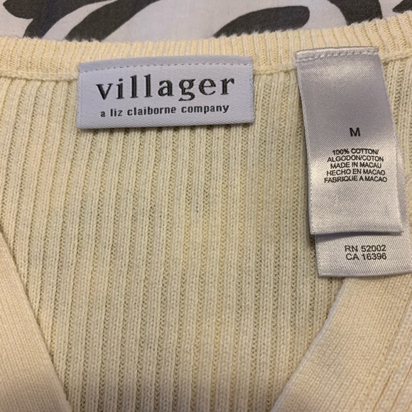 Village by Liz Claiborne Cream Ribbed Sweater - Picture 3 of 3